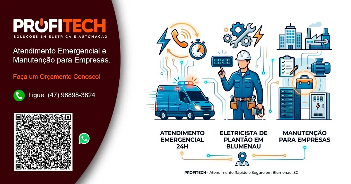 Atendimento Emergencial e Manutenção para Empresas: Eletricista de Plantão em Blumenau e Região. - ProfiTech Soluções em Elétrica e Automação.