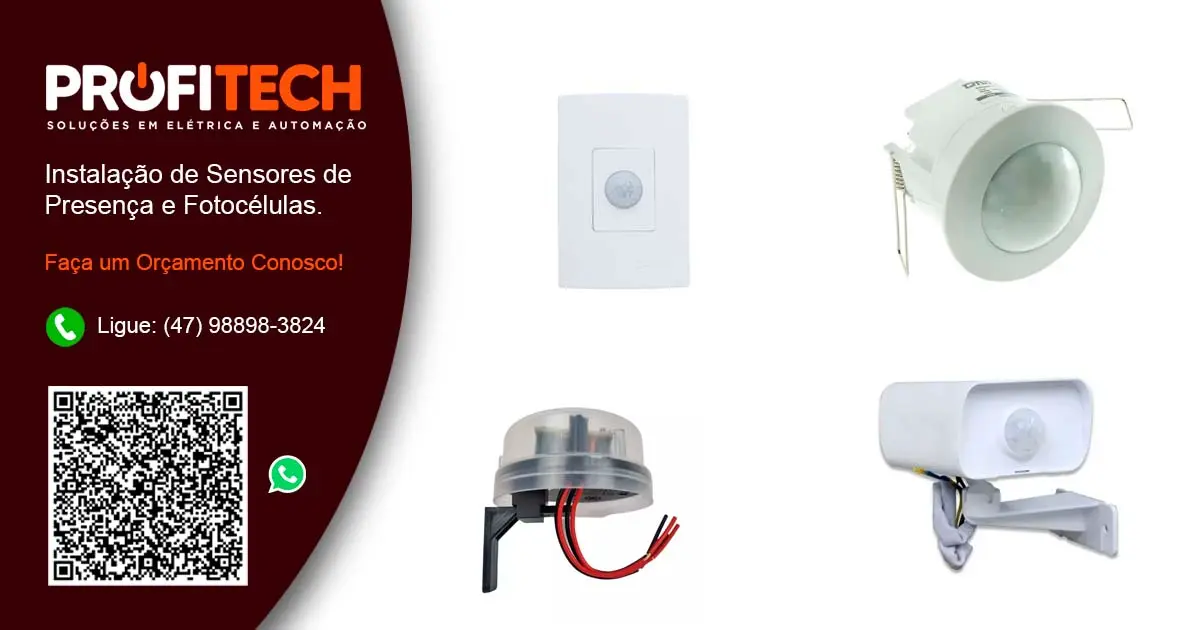 Instalação de Sensores de Presença e Fotocélulas em Blumenau e Região. - ProfiTech Soluções em Elétrica e Automação.